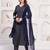 Navy blue floral printed viscose rayon kurta set for women