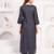 Navy blue floral printed viscose rayon kurta set for women