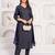 Navy blue floral printed viscose rayon kurta set for women