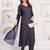 Navy blue floral printed viscose rayon kurta set for women