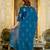 Teal floral printed pure cotton kurta set for women