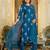 Teal floral printed pure cotton kurta set for women