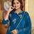 Teal floral printed pure cotton kurta set for women