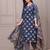 Navy blue floral printed pure cotton kurta set for women
