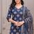 Navy blue floral printed pure cotton kurta set for women