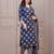 Navy blue floral printed pure cotton kurta set for women