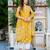 Yellow floral printed pure cotton kurta set for women