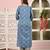 Blue floral printed pure cotton kurta set for women