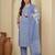 Blue floral printed pure cotton kurta set for women