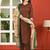 Brown solid polyester kurta set for women