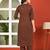 Brown solid polyester kurta set for women
