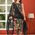 Black floral printed pure cotton kurta set for women