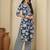 Blue floral printed pure cotton kurta set for women