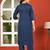 Blue solid polyester kurta set for women