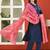 Blue solid polyester kurta set for women