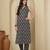 Black floral printed pure cotton kurta set for women