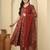 Maroon floral printed pure cotton kurta set for women