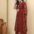 Maroon floral printed pure cotton kurta set for women