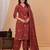 Maroon floral printed pure cotton kurta set for women