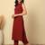 Maroon solid pure cotton kurta set for women
