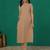 Beige solid pure cotton kurta set for women
