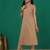 Beige solid pure cotton kurta set for women