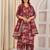 Burgundy floral printed pure cotton kurta set for women