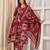 Burgundy floral printed pure cotton kurta set for women