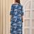Blue floral printed pure cotton kurta set for women