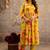 Yellow floral printed pure cotton kurta set for women