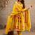 Yellow floral printed pure cotton kurta set for women