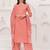 Pink floral printed pure cotton kurta set for women