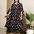 Black floral printed pure cotton kurta set for women