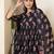 Black floral printed pure cotton kurta set for women