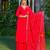 Magenta embroidered viscose rayon kurta set for women