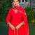 Magenta embroidered viscose rayon kurta set for women
