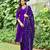 Purple embroidered viscose rayon kurta set for women