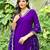 Purple embroidered viscose rayon kurta set for women