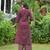 Burgundy floral printed pure cotton kurta set for women