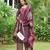 Burgundy floral printed pure cotton kurta set for women