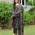 Black floral printed pure cotton kurta set for women