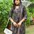 Black floral printed pure cotton kurta set for women