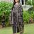 Black floral printed pure cotton kurta set for women