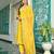 Yellow embroidered viscose rayon kurta set for women