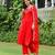 Red embroidered viscose rayon kurta set for women