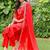 Red embroidered viscose rayon kurta set for women