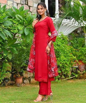 Maroon solid pure cotton kurta set for women 3