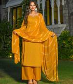 Yellow floral printed pure cotton kurta set for women