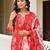 Red floral printed pure cotton kurta set for women