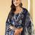 Navy blue floral printed pure cotton kurta set for women
